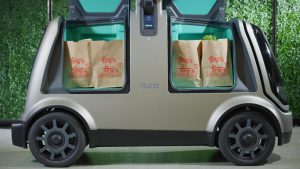 Fry's Groceries inside a Nuro R1